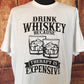 Whiskey lover t shirt, drink whiskey because therapy is expensive, gag gift, hilarious whiskey tee, whiskey on the rocks,