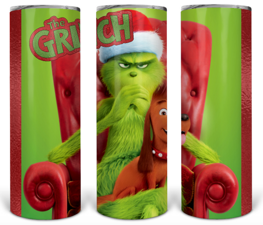 Grinch and Max custom Christmas sublimation tumbler