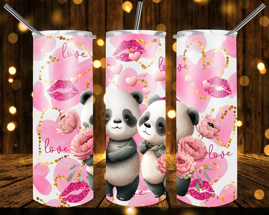 Valentine's Day panda love sublimation tumbler