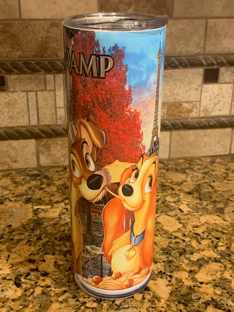 Lady and the Tramp adorable sublimation drink tumbler