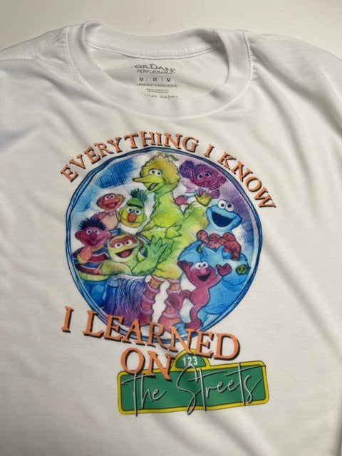 Everything I learned I learned on the streets, funny sesame street tee