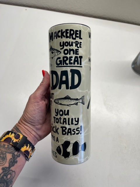 Custom fishing cup for dad, fishing pole with names