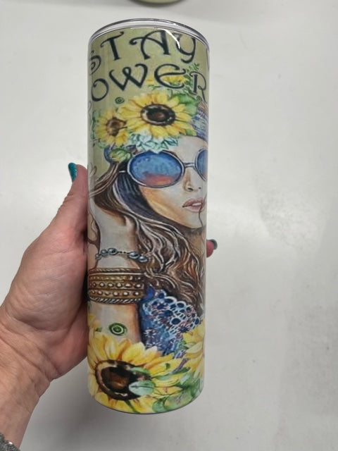 Stay wild flower child sublimation tumbler
