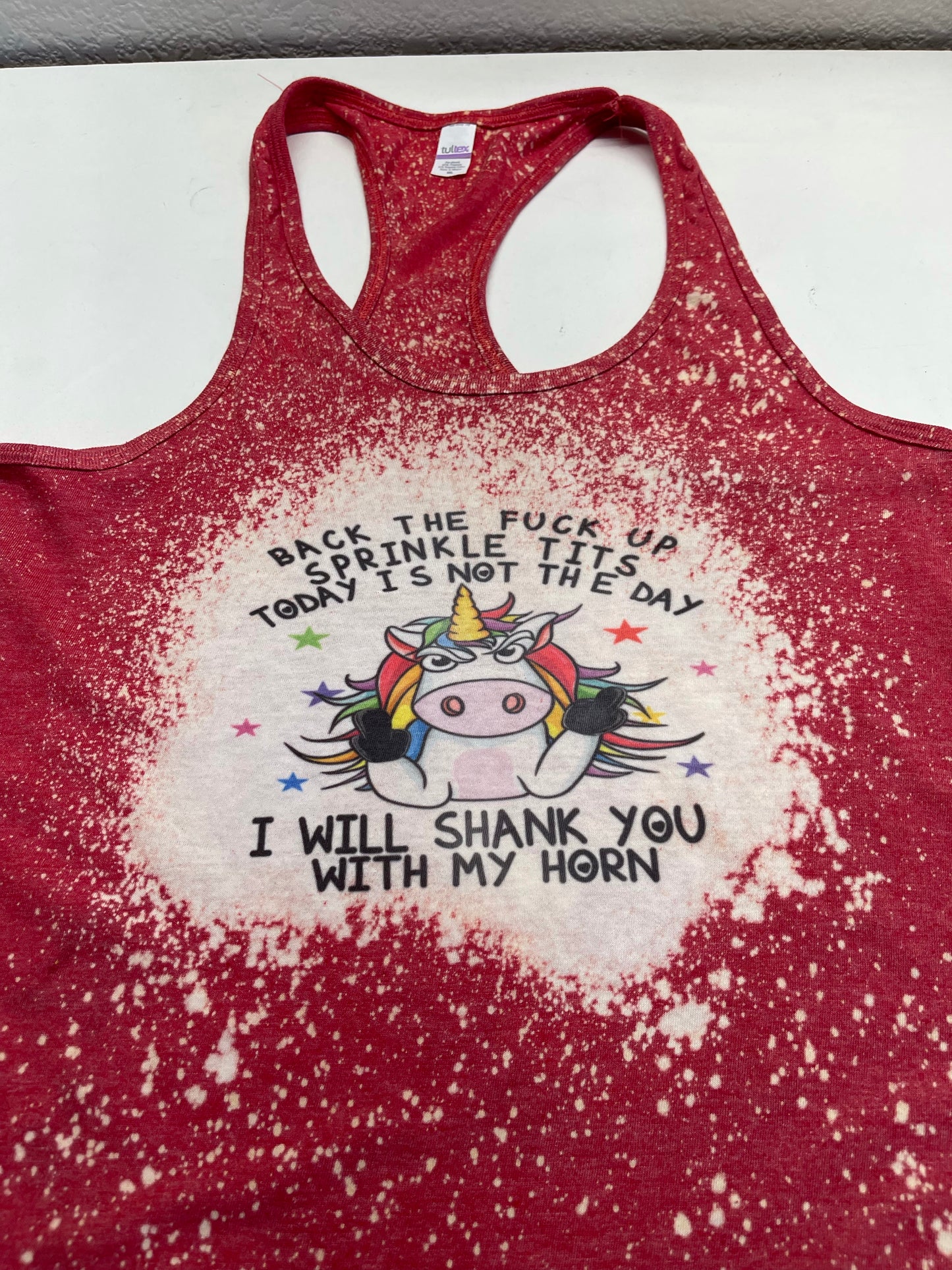 Shank you with my horn funny unicorn bleached tank