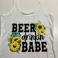 Beer babe sunflower tank top