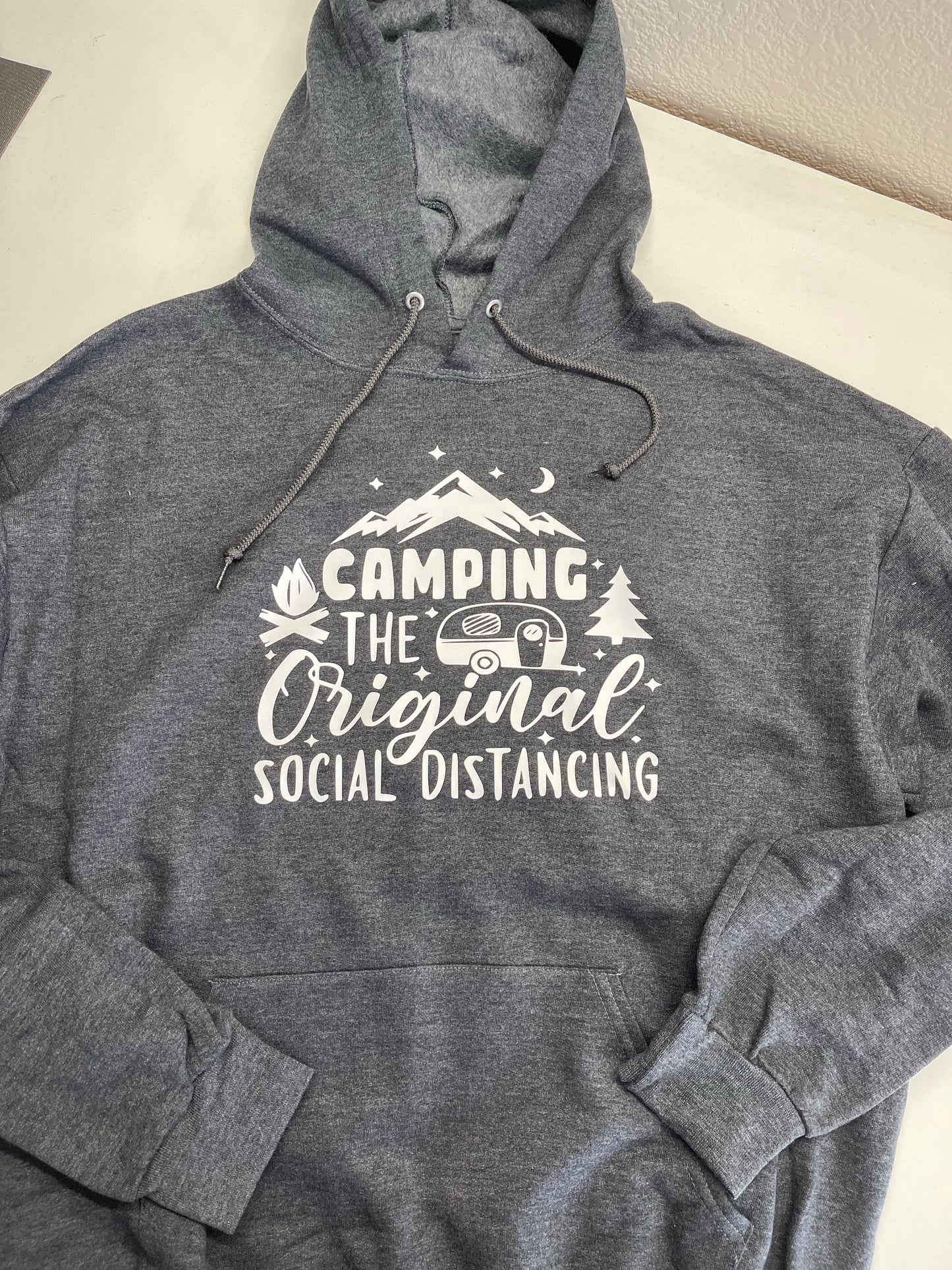Camping, the original social distancing hoodie